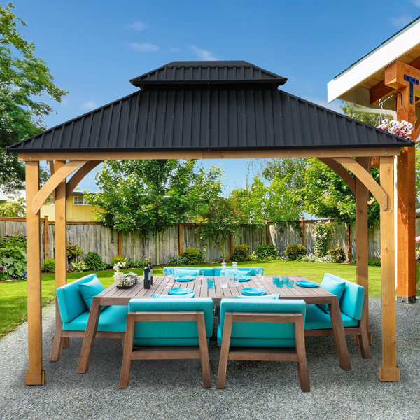 Aoodor 12 Ft. W X 10 Ft. D Solid Wood Patio Gazebo Wayfair Canada